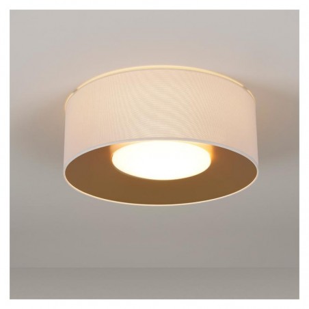 Design ceiling lamp PVC and polyester 50cm white interior Gold with opal glass diffuser E28