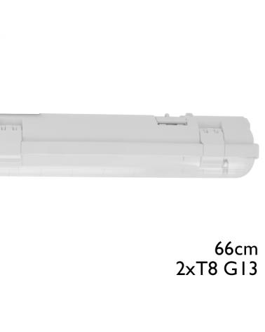 Regleta estanca ECO LED IP65 2x600mm para 2 tubos led G13 T8 