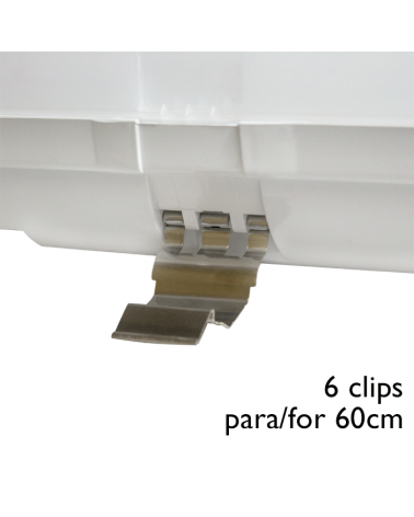 Juego 6 Clips acero INOX de recambio para regleta estanca LED ECO T8 600mm.