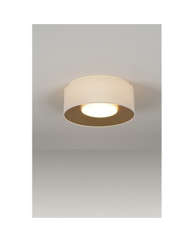 Design ceiling lamp PVC and polyester 50cm white interior Gold with opal glass diffuser E28