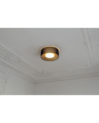 Design ceiling lamp PVC and polyester 50cm black interior Gold with opal glass diffuser E27