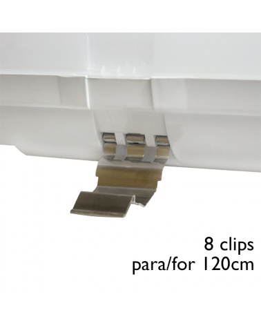 Juego 8 Clips acero INOX de recambio para regleta estanca LED ECO T8 1200mm.