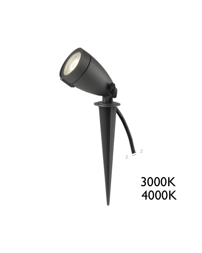 Outdoor LED pin 6W warm light 3000K IP65 50º 398Lm.