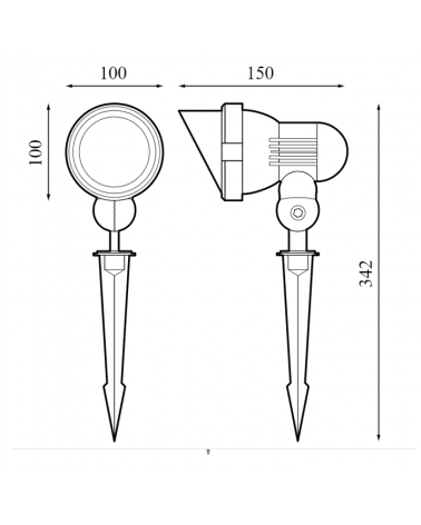 Outdoor spike with adjustable spotlight and GU10 lamp IP54