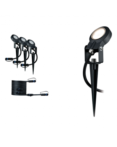 Expansion kit with 3 LED stakes 6W warm light 3000K IP67 with 5m cable and 4 outlets