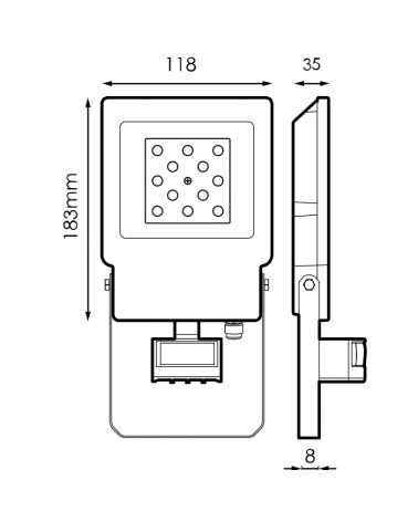 High brightness outdoor projector with presence sensor 5000K IP65