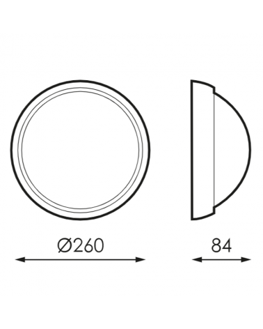 Wall or ceiling 26cm LED 15W IP54 120º outdoor wall or ceiling light