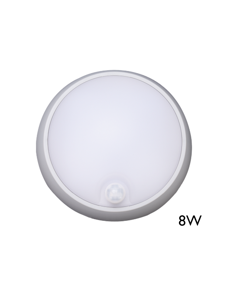 Outdoor wall or ceiling light with motion sensor 8W IP54 120º for wall or ceiling