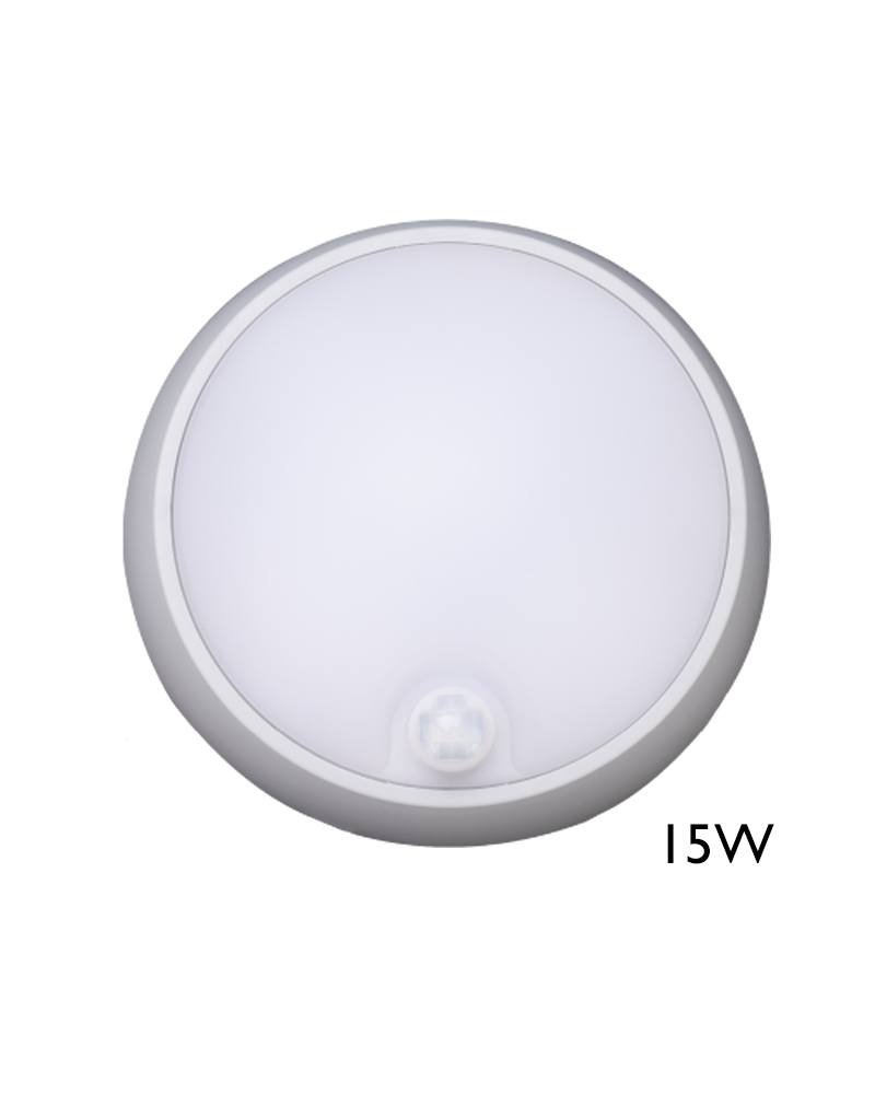 Aplique y plafón de exteriores con sensor de movimiento 15W IP54 120º para pared o techo