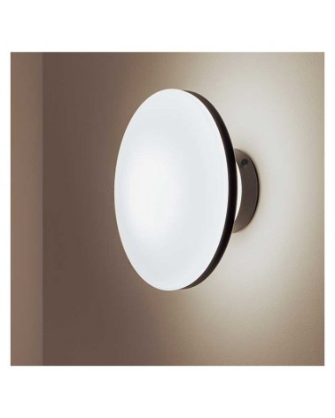 Ceiling light 25cm white design in opal glass base and black steel edge dimmable E27