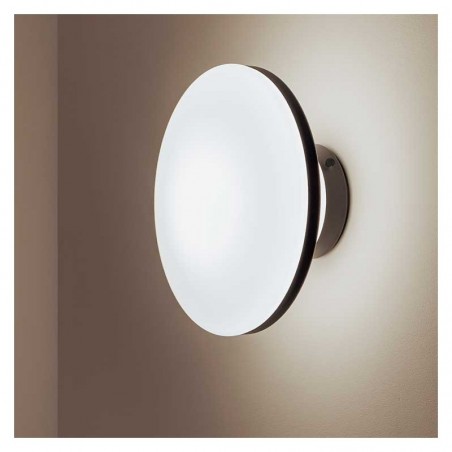 Ceiling light and wall sconce 25cm white design in opal glass base and black steel edge dimmable E27