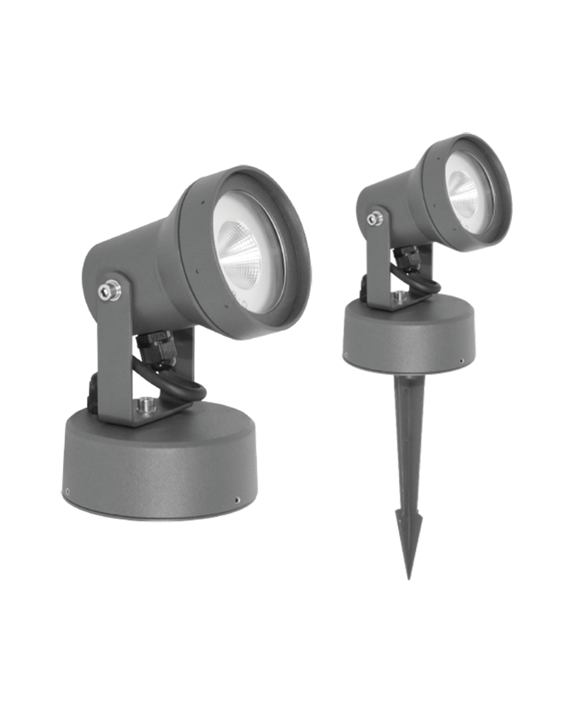10W 4000ºK LED spotlight suitable for exteriors with spike accessory, built-in led lamp