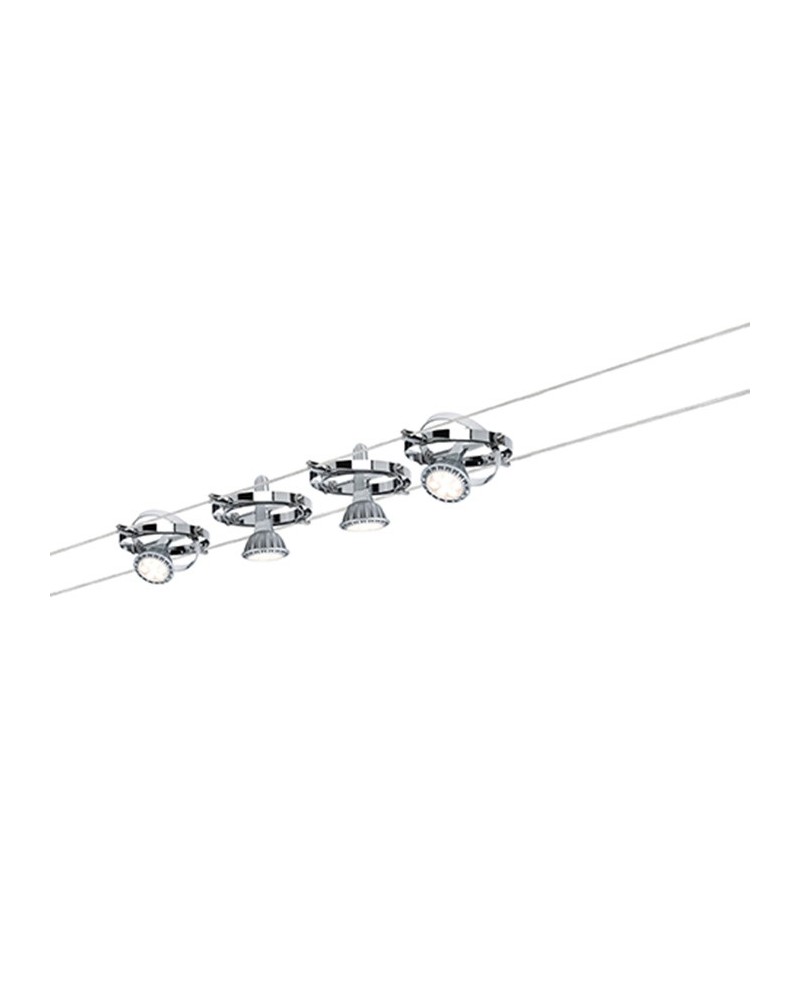 Cable system kit with chrome circles with 4 spotlights max. 10W GU5.3