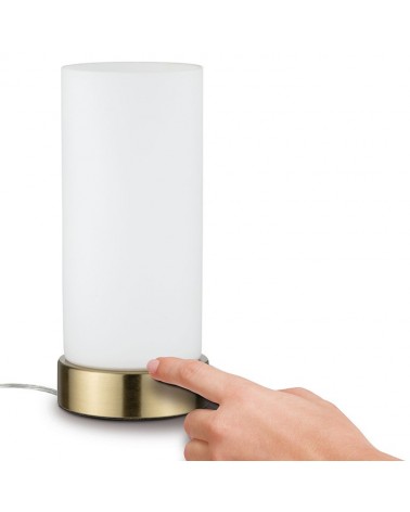 Table lamp 24cm dimmable with touch control glass white leather base E14 20W