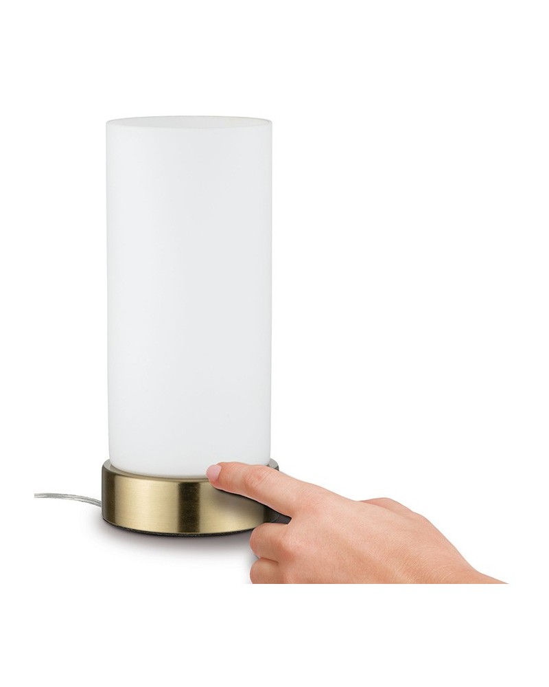 Table lamp 24cm dimmable with touch control glass white leather base E14 20W