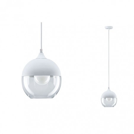 Pendant lamp metal lampshade in matt white color with glass