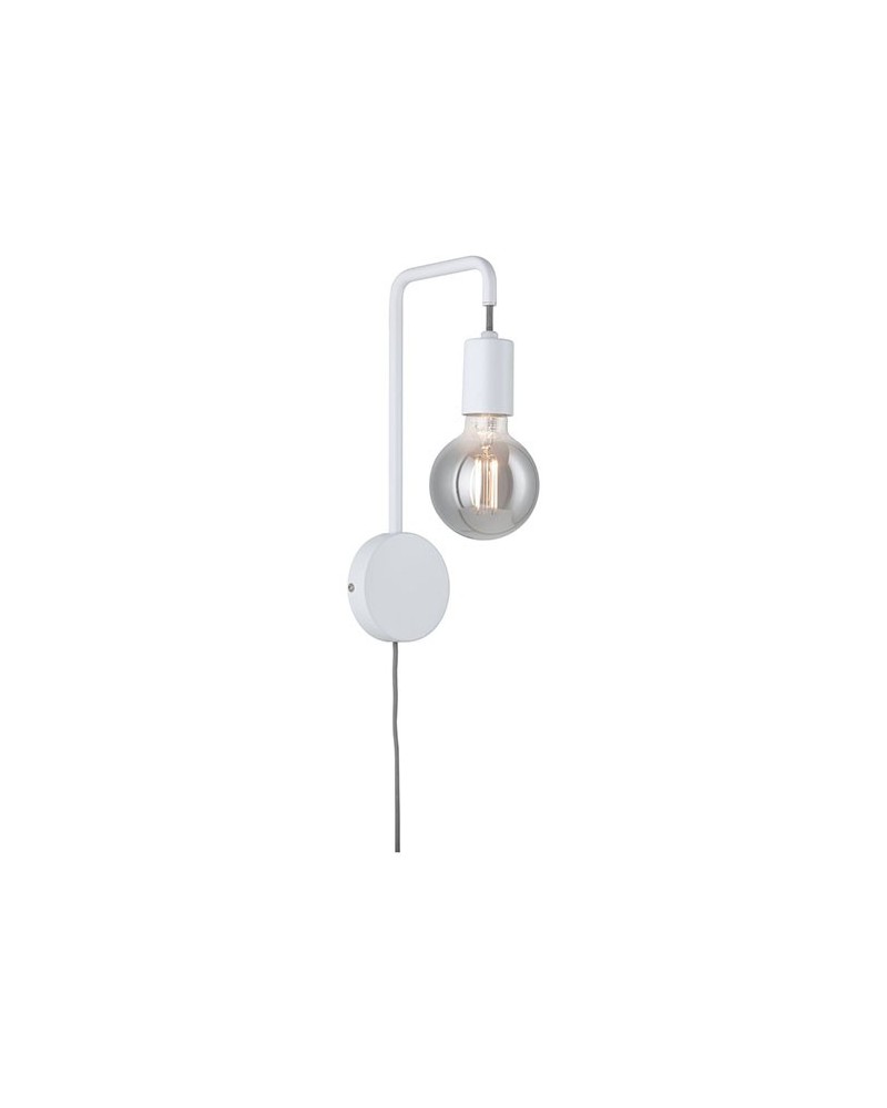 Wall lamp in white metal with circular support 40W E27