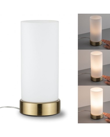 Table lamp 24cm dimmable with touch control glass white leather base E14 20W