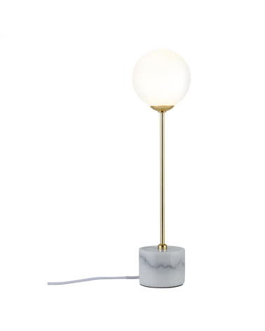 Table lamp 40cm glass sphere lampshade with gold shaft and marble base 10 W G9