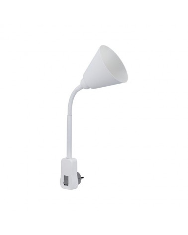 Lamp with integrated plug, 11cm diameter, flexible arm and E14 socket