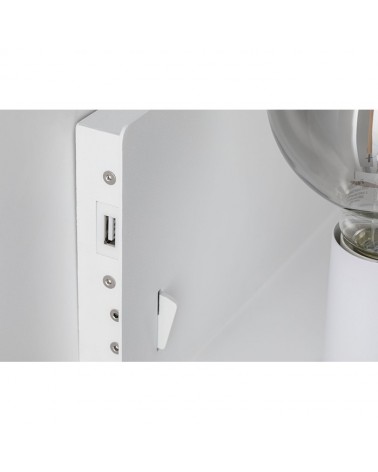Aplique de pared de metal con balda 40W E27 con cargador movil USB