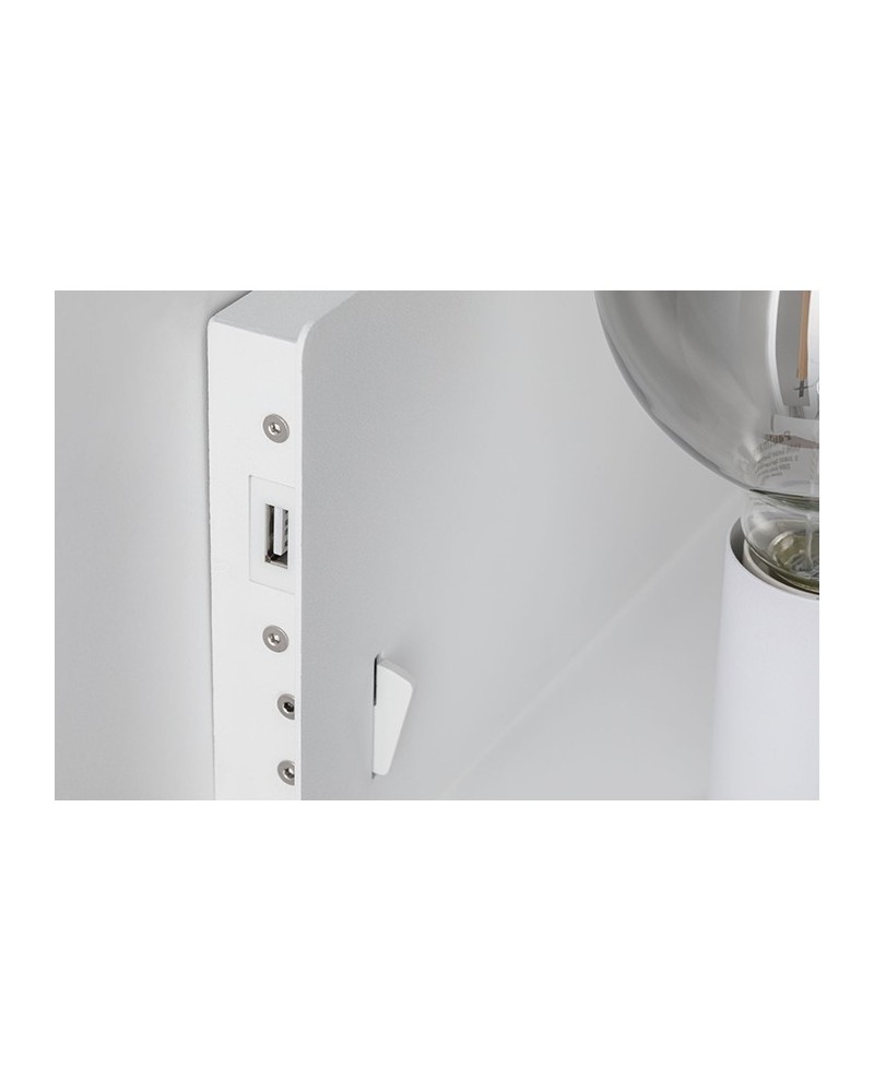 Aplique de pared de metal con balda 40W E27 con cargador movil USB