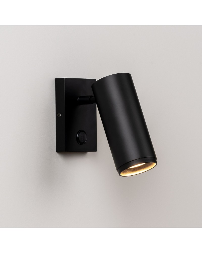 Aplique 4cm cilindro acero liso base cuadrada con interruptor GU10 regulable