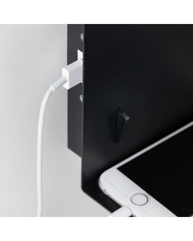 Aplique de pared de metal con balda 40W E27 con cargador movil USB