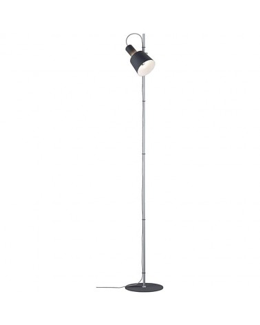 Floor lamp 152cm chrome shaft and dark grey metal shade