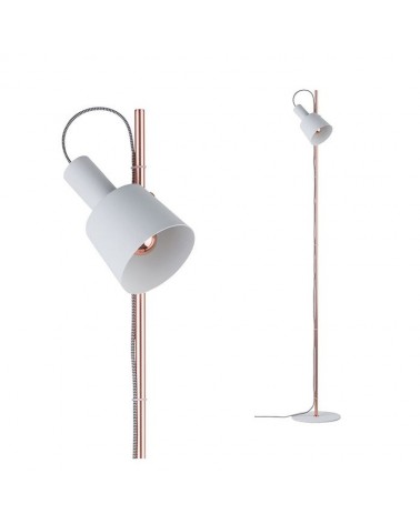Floor lamp 152cm copper-colored shaft and white metal lampshade