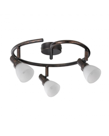 Circular ceiling lamp 3 spotlights with oxide finish glass lampshade adjustable in 42W G9