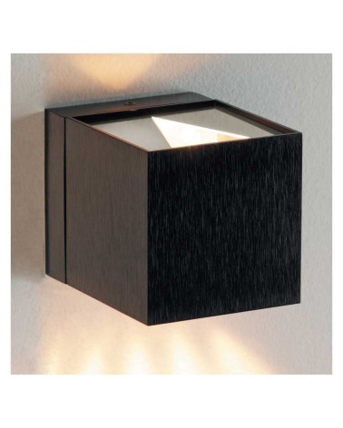 Aplique 8x8cm cubo aluminio luz superior e inferior 2xG9 regulable