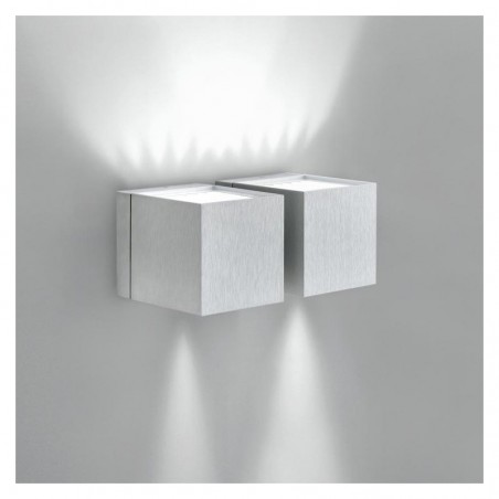 Wall light two lights 18x8cm aluminum cube upper and lower light 2xG9 dimmable