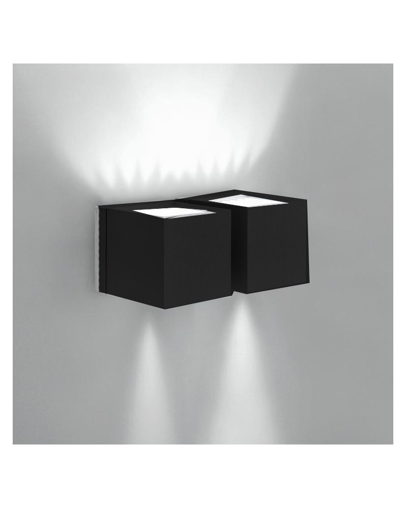 Aplique dos luces 18x8cm cubo aluminio luz superior e inferior 2xG9 regulable