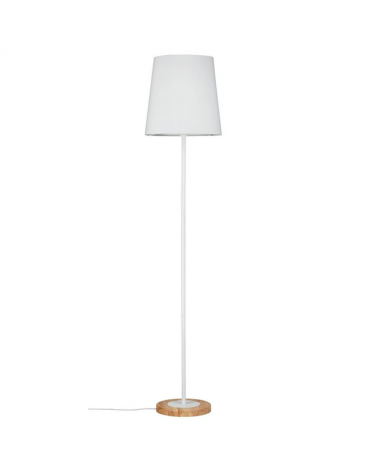 Lámpara de pie 165 20W E27 acabado blanco con pantalla tela y  base de madera