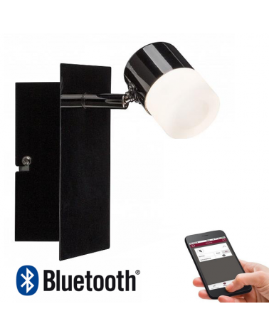 Aplique con difusor en negro brillo LED 600Lm regulable Bluetooth