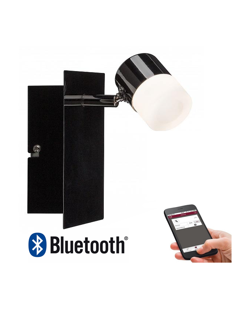 Wall lamp with diffuser in black gloss LED 420Lm dimmable Bluetooth
