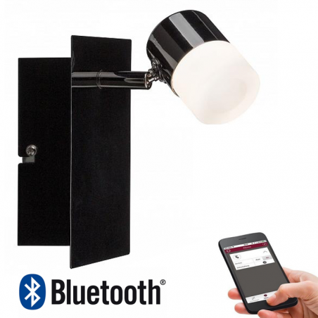 Aplique con difusor en negro brillo LED 600Lm regulable Bluetooth