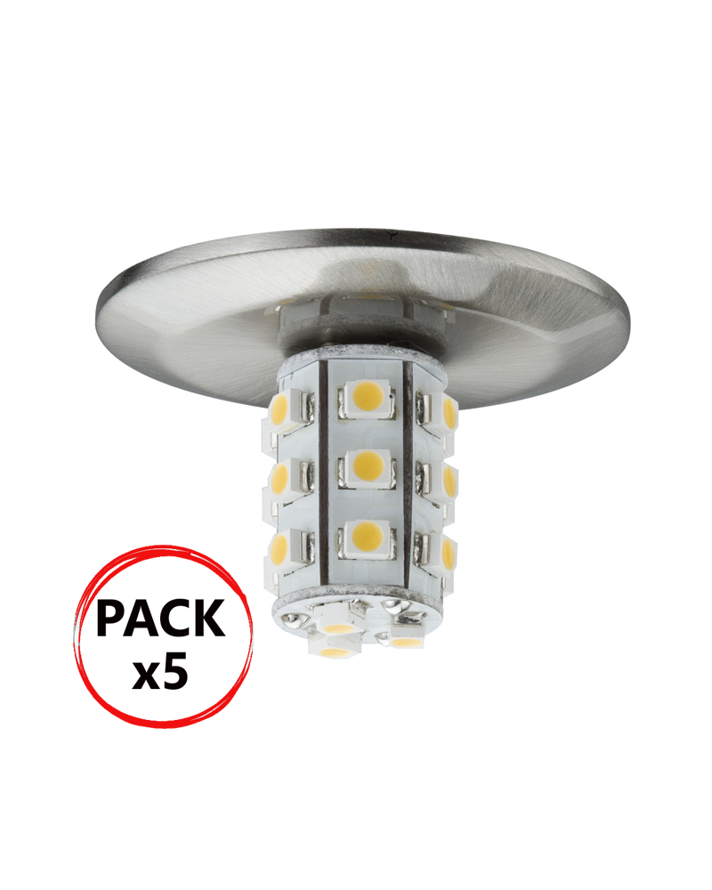 Set of 5 nickel downlight 5x1W G4 included