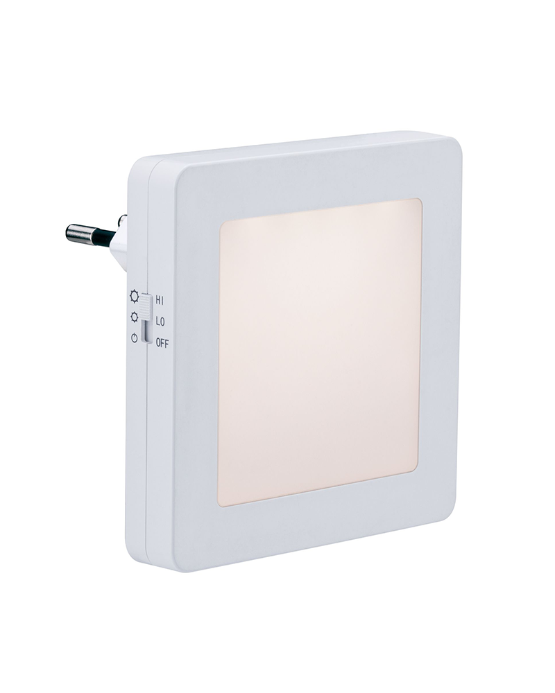 Square white plug-in night light for children with dusk sensor