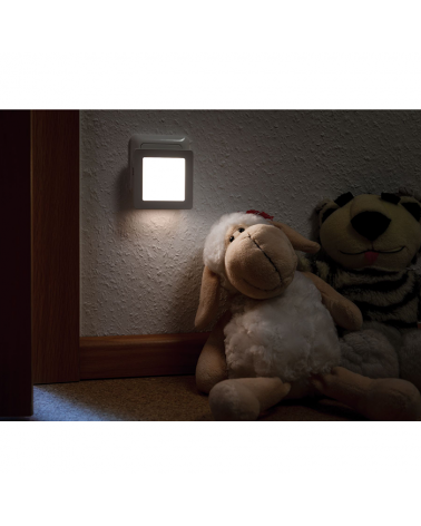 Square white plug-in night light for children with dusk sensor