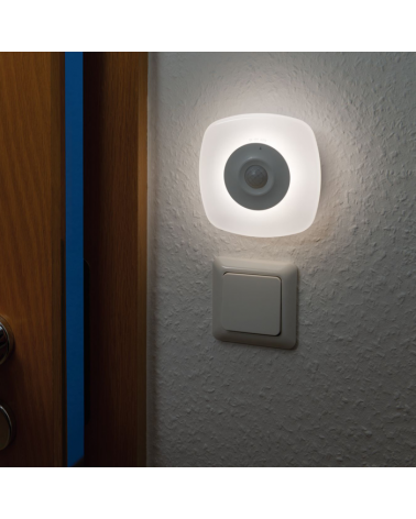 Round white plug-in hook night light for children with dusk and sound sensor