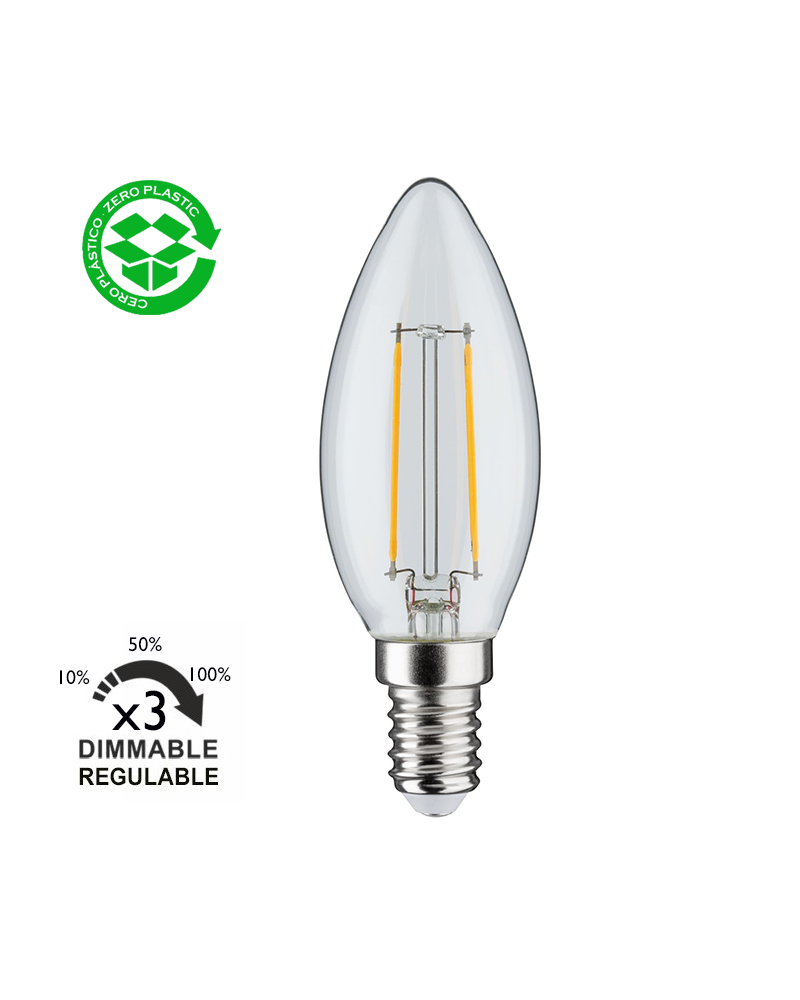 LED candle bulb 2.5W E14 230V Dimmable in 3 steps