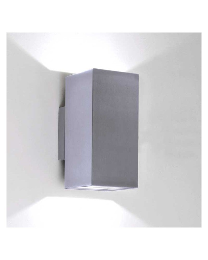 Wall light two lights 17x8cm cube aluminum upper and lower light 2xLED 7W 2700K 665Lm dimmable