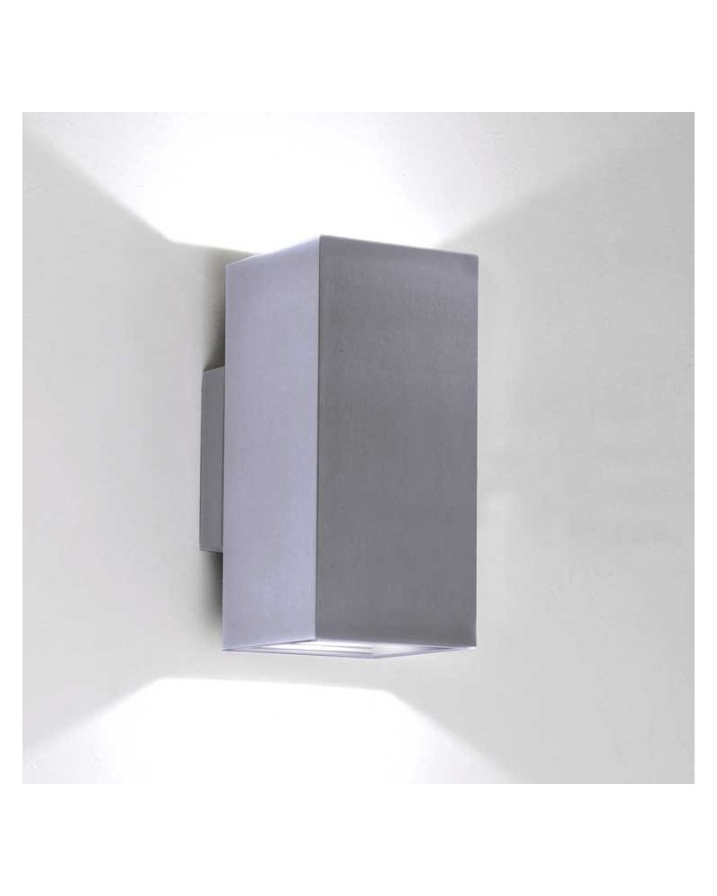 Wall light two lights 17x8cm cube aluminum upper and lower light 2xLED 7W 2700K 665Lm dimmable