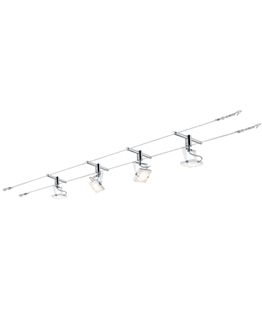 Chromed cable system with 4x5W square white LEDs