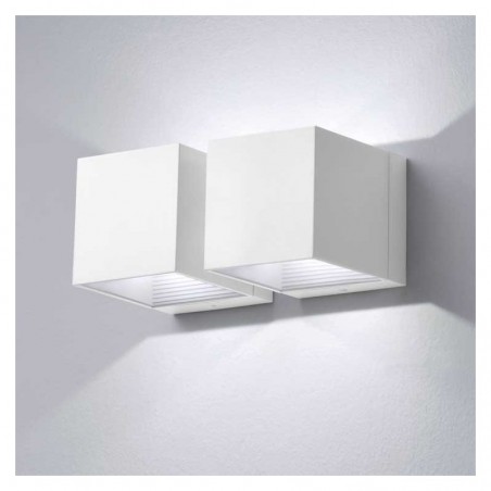 Wall light two lights 18x8cm cube aluminum upper and lower light 2xLED 7W 2700K 665Lm dimmable