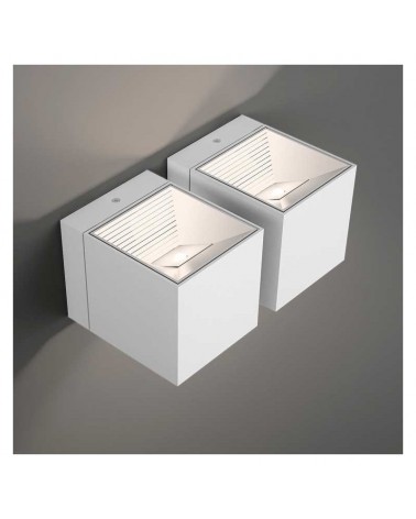 Wall light two lights 18x8cm cube aluminum upper and lower light 2xLED 7W 2700K 665Lm dimmable