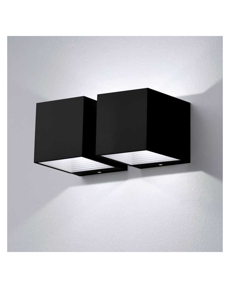 Wall light two lights 18x8cm cube aluminum upper and lower light 2xLED 7W 2700K 665Lm dimmable