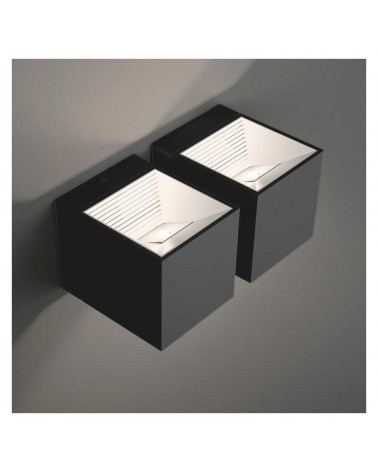 Wall light two lights 18x8cm cube aluminum upper and lower light 2xLED 7W 2700K 665Lm dimmable
